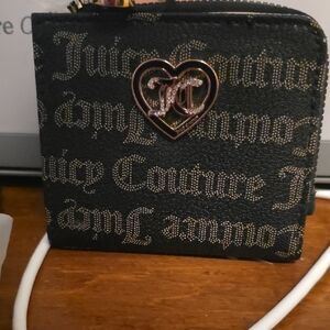 Juicy Couture Black and Gold Heart Logo Wallet